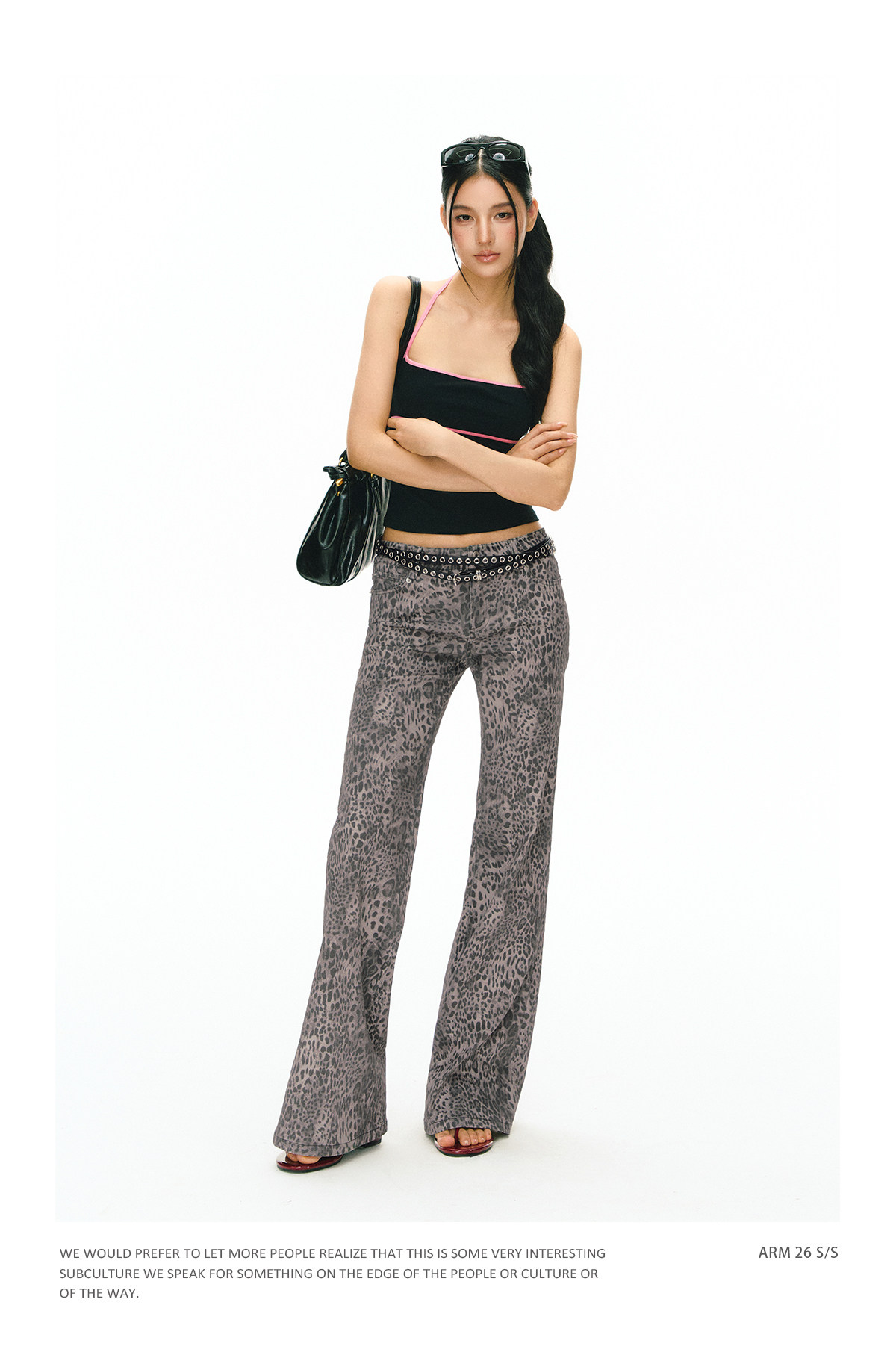 ARISEISM Leopard Print Low-Rise Flare Pants