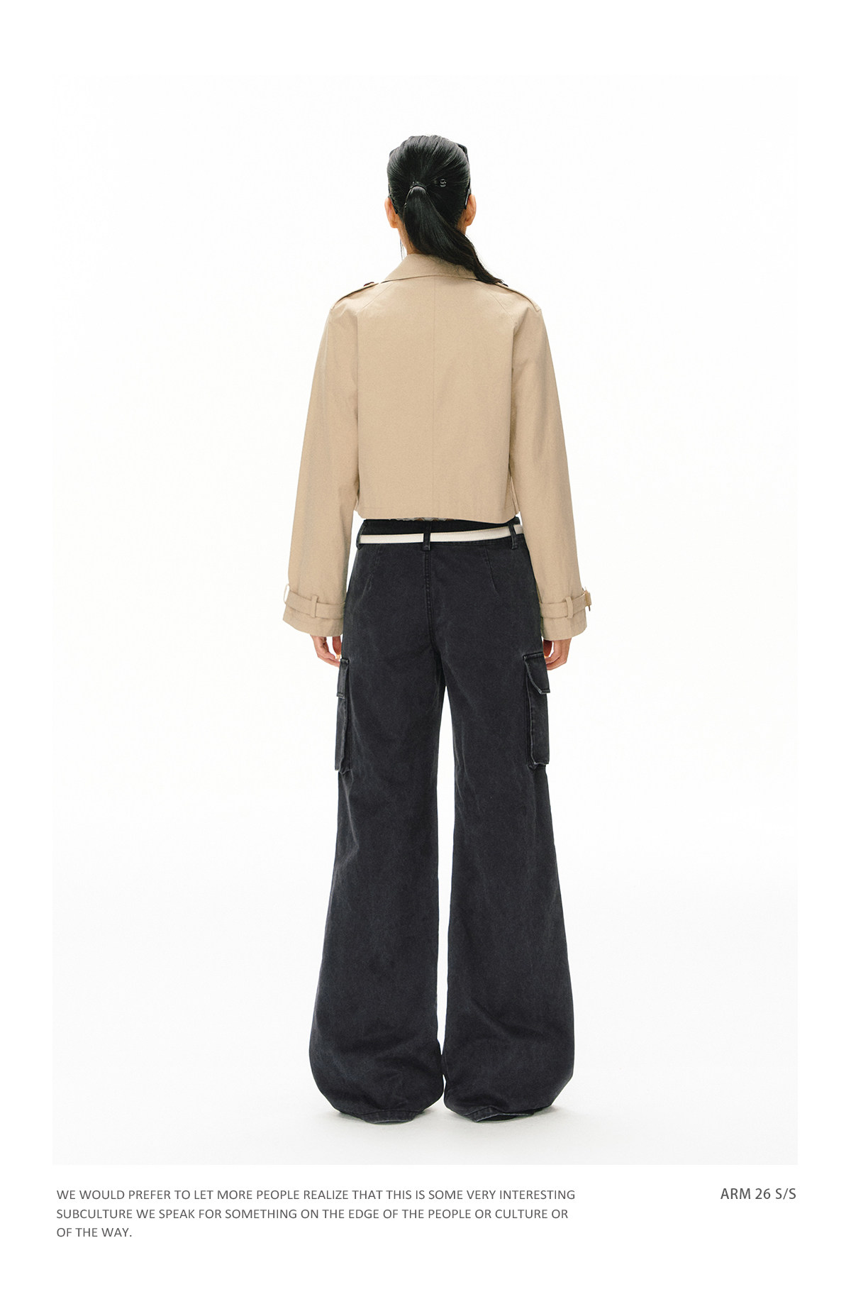 ARISEISM Cropped Khaki Trench Coat