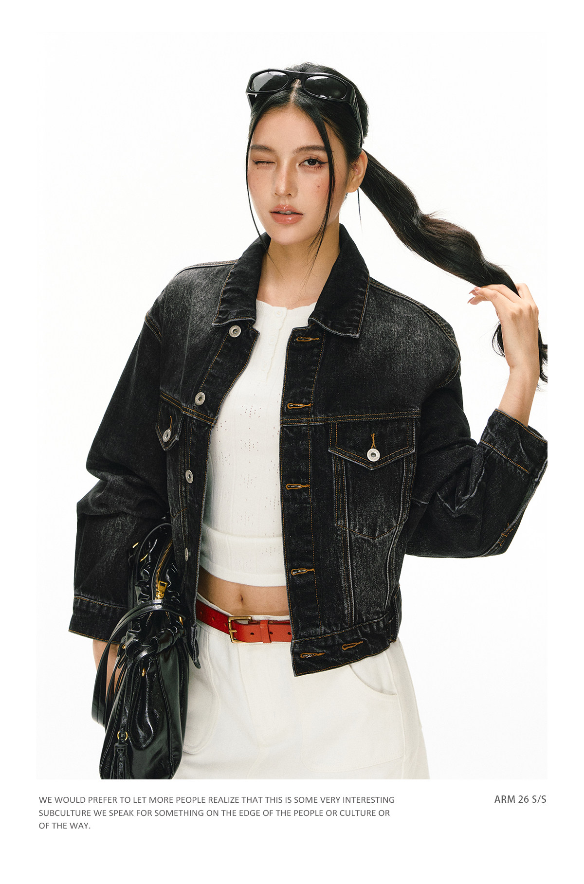 ARISEISM Retro Cropped Denim Jacket