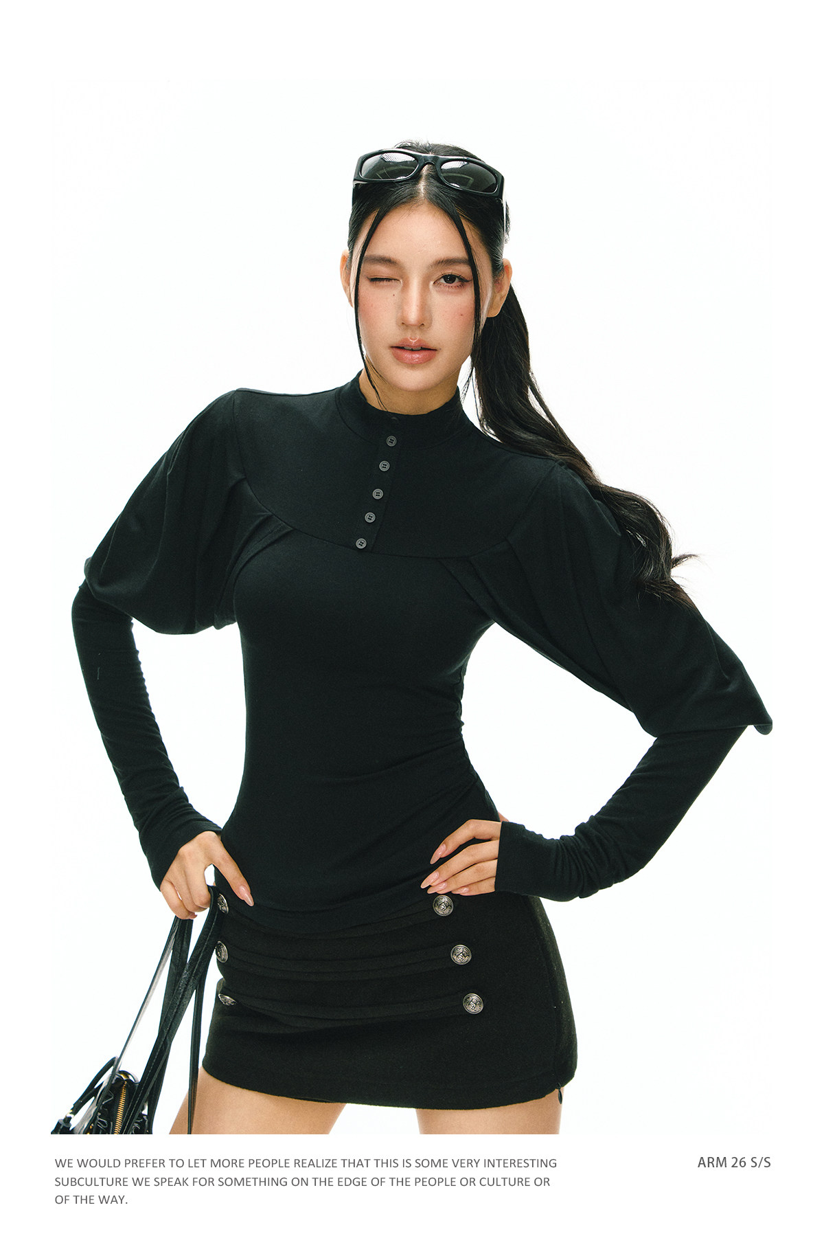 ARISEISM Black Cropped Long-Sleeve Tee