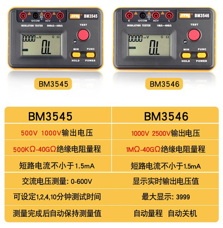 Binjiang kỹ thuật số máy đo điện trở cách điện máy điện tử megger 500V/1000V megger điện tử tăng cường 500A