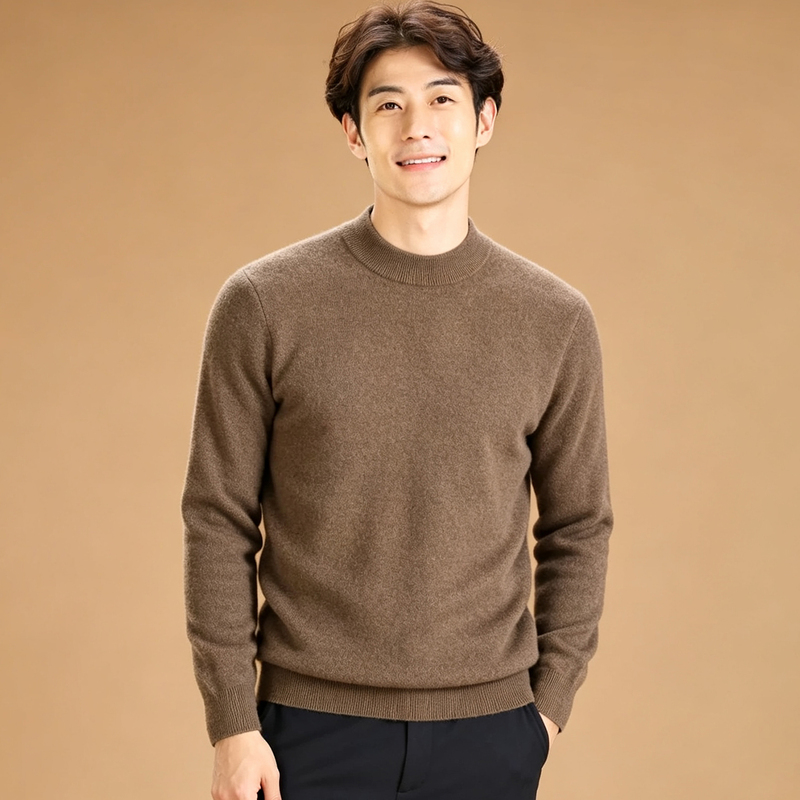 Thickened Cashmere Sweater for Men, 100% Pure Cashmere, Half Turtleneck, Winter Solid Color Versatile Round Neck Cashmere Knitwear Thickened Cashmere Sweater for Men, 100% Pure Cashmere, Half Turtleneck, Winter Solid Color Versatile Round Neck Cashmere Knitwear