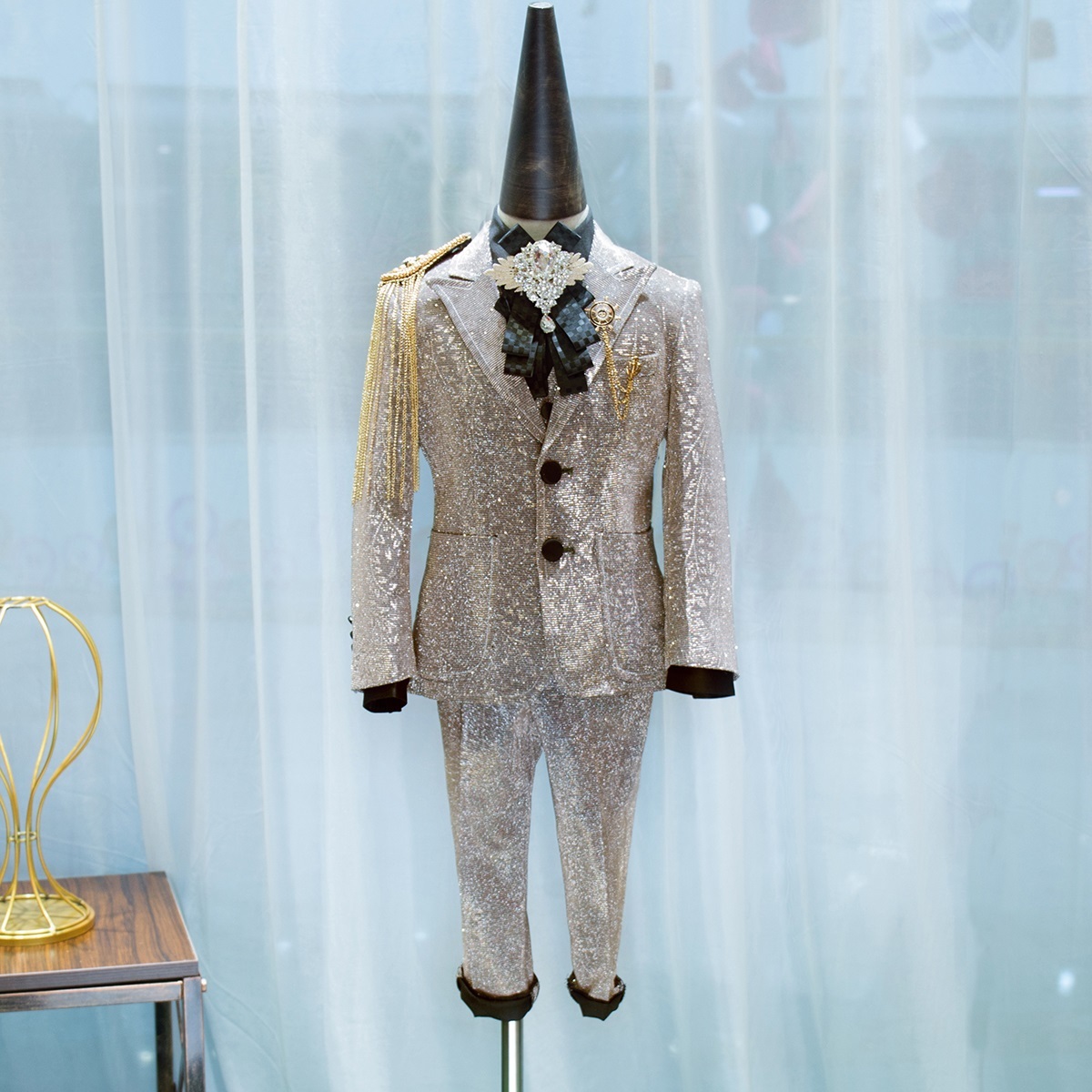 inmyopinion Golden boy catwalk suit Piano suit School performance suit Children's dress host