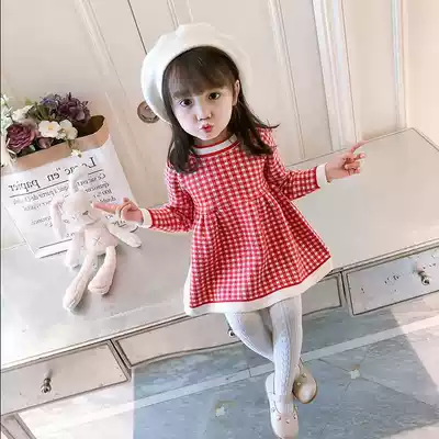 Girls Dress 2021 Autumn New Children Knitted Dress Baby Princess Dress Korean Sweater