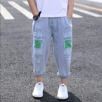 Boys  jeans summer 2021 new mid-size childrens nine-point pants Korean casual loose thin pants tide childrens pants