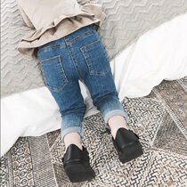  Childrens clothing spring and autumn female baby girls slim jeans Childrens trousers Elastic small feet Female baby tight pants