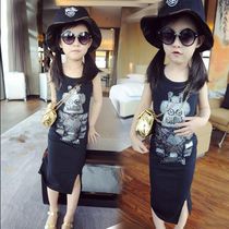  Girls sundress summer fashion tide childrens casual dress Female baby mid-length skirt