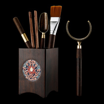 Tea Yan House Black Sandalwood Solid Wood Tea Road Six Gentlemen Accessories Enamel Color Tea Aisle Tea Knife Fork Adoptive Pot Pen Kung Fu Tea Furniture