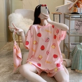 Пижама, летний тонкий шелковый комплект, свободный крой, большой размер