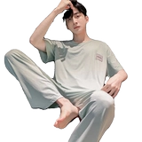 Пижама, летние шелковые штаны, короткий рукав, осенняя, большой размер