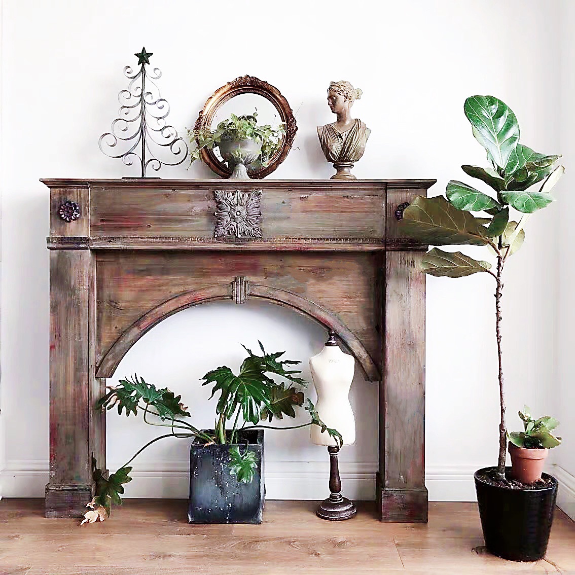 French Nordic style retro do old solid wood imitation fake fireplace decoration cabinet living room B & B photography props background