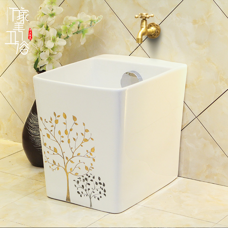 Ceramic Wash Mop Pool Tank Ground Basin Mopping Pool Mop Basin Large balcony Balcony Make-up Room Mound Buns Pool Home Ground Floor