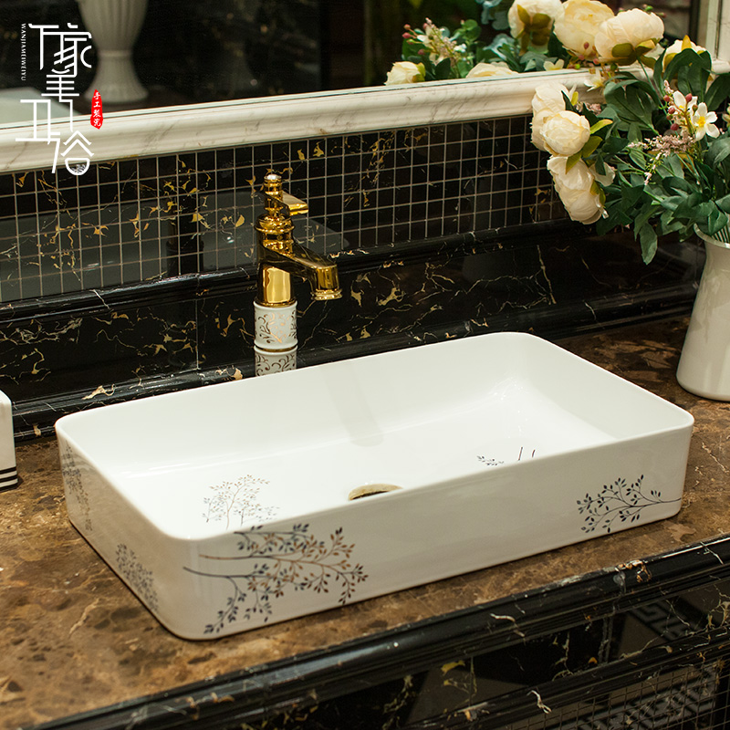 Jingdezhen American Art Basin Terrace Basin Terrace Basin Square Makeup Room Terrace Washbasin Shampoo tree