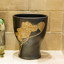 Jingdezhen mop pool Ceramic washing mop pool Art bathroom mop pool 35cm one-piece antique maple leaf