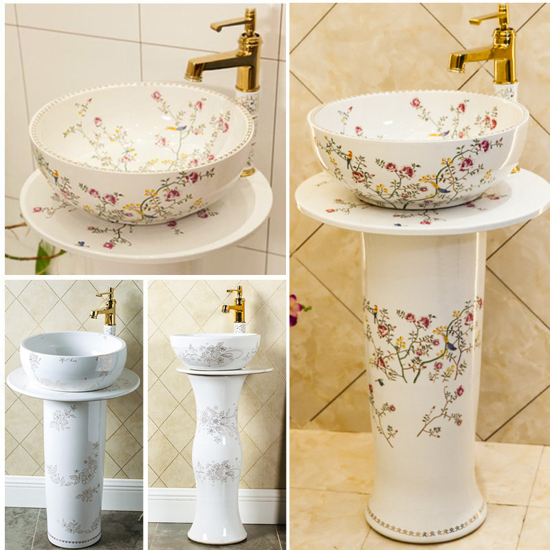 Column Type Washbasin Washbasin Balcony Art Ceramic Column Basin Integrated column basin Makeup Room Home Floor Style