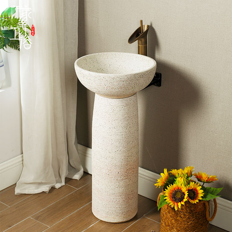 Vertical washbasin stand column washbasin one basin home balcony powder room ceramic column basin floor-standing