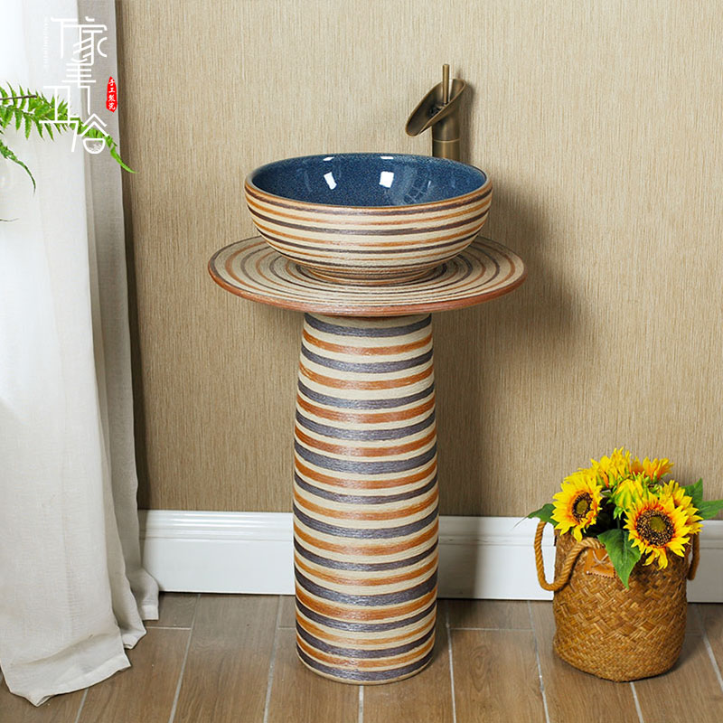 Thousands of US-China style ceramic columns basin patio to pick up outdoor washbasin floor-type Terra basin balcony Home Column Basin