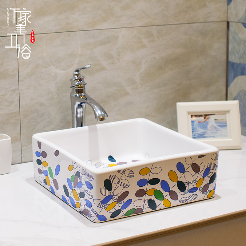 Jingdezhen American Art Basin Terrace Basin Terrace Basin Square Makeup Room Terrace Washbasin washbasin Color Card Tree