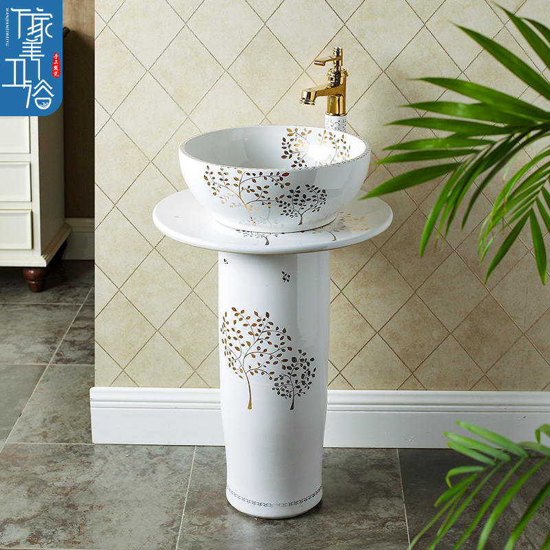 Art column washbasin balcony washbasin integrated column basin bathroom vertical basin home floor-standing
