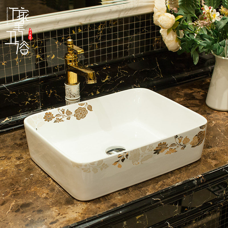 American art table basin on the table basin rectangular bathroom on the table wash basin wash face ceramic basin home countertop