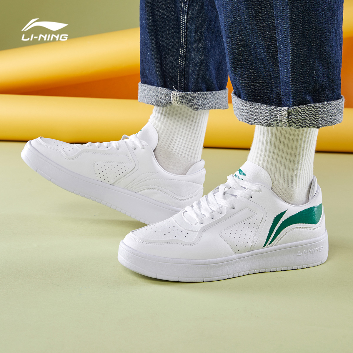 Li Ning men's casual skate shoes 2020 new classic white shoes fashion vintage all-match sneakers fish leap men's shoes