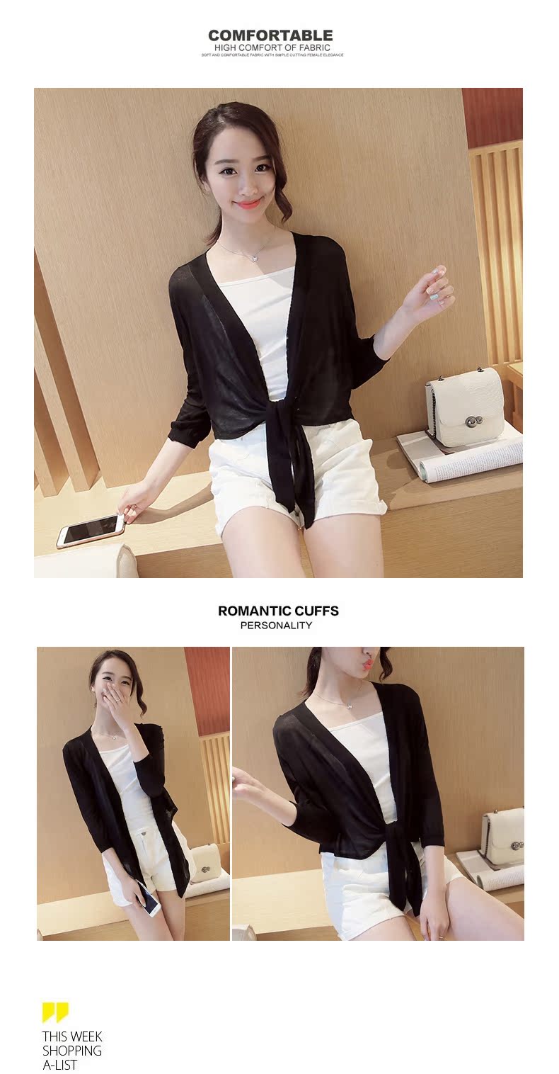 Mùa hè phụ nữ áo len mỏng cardigan của phụ nữ mùa hè phần ngắn bên ngoài mùa xuân và mùa thu áo phần mỏng điều hòa không khí áo sơ mi áo phao nữ dáng ngắn hàn quốc