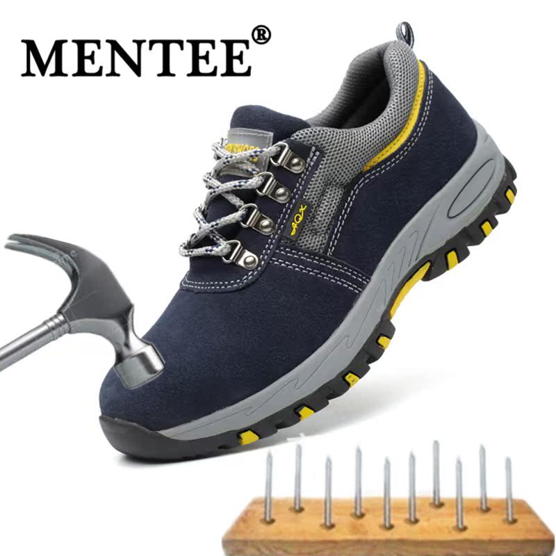 MENTEE Ukuran 35-46 Pria Dan Wanita Sepatu Perlindungan Sepatu Kerja Sepatu Keselamatan Baja Toe Cap Untuk Anti-Smashing Tusukan Bukti Tahan Lama Bernapas Asuransi Tenaga Kerja Sepatu Hiking Sepatu