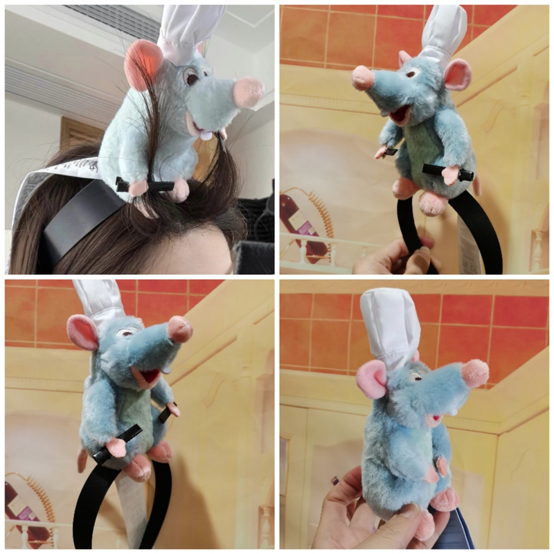 Authentic Japanese Ratatouille-Themed Headband, Mouse-Style Hairpin, Plush Toy Gift with Magnets That Can Be Worn on the Shoulder