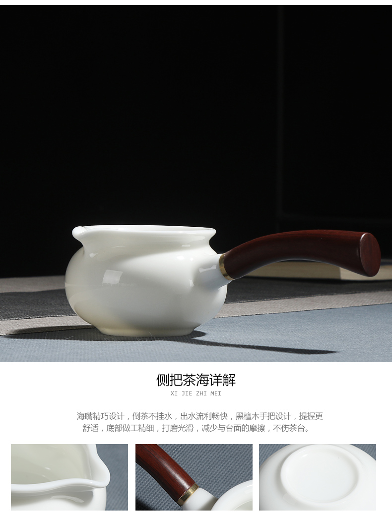 True sheng white porcelain kung fu tea set ceramic teapot cup household contracted a whole set of gift set suet jade contracted