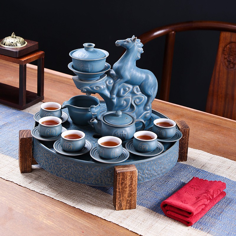 True sheng zodiac ceramic tea set suits for the modern Chinese style automatic kung fu home coarse ceramic tea set lazy person
