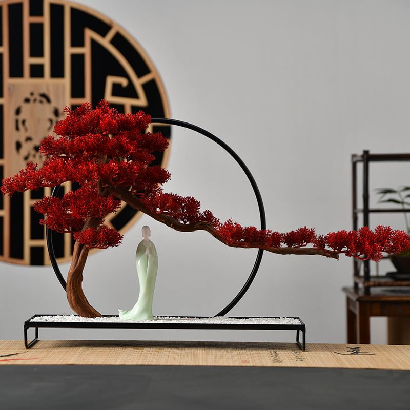 True sheng zen simulation guest - the greeting pine bonsai furnishing articles new Chinese ceramics, wrought iron home sitting room, office decoration