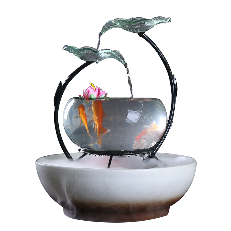 True sheng home sitting room aquarium water TV ark, furnishing articles ceramic fountain desktop humidifier creative practice