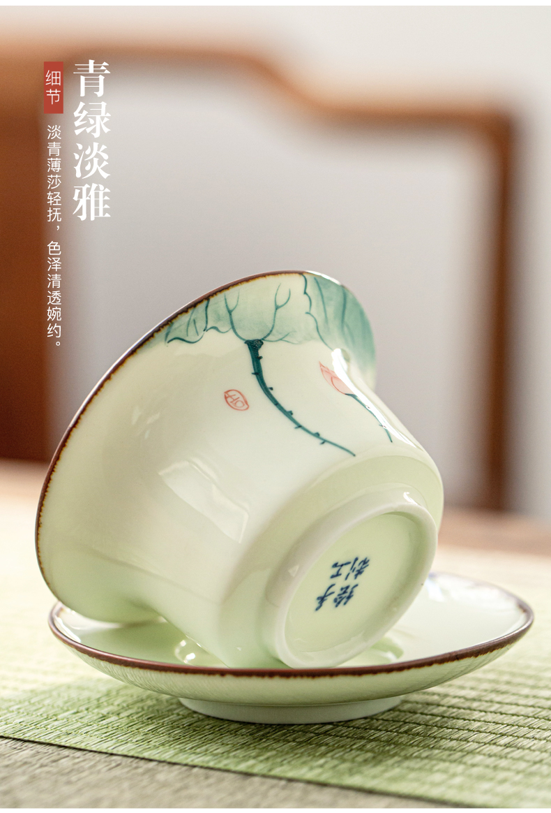 True sheng hand - made celadon tea suit household kung fu tea cups porcelain tureen tea pot dry mercifully consolidation