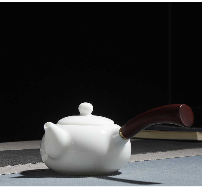 True sheng white porcelain kung fu tea set ceramic teapot cup household contracted a whole set of gift set suet jade contracted