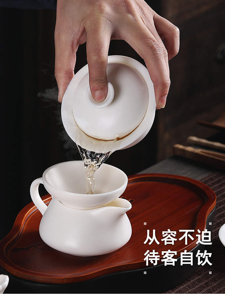 True cheng dehua white porcelain craft high pot of suet white jade ceramic biscuit firing kung fu tea set household teapot is contracted