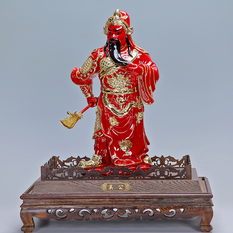True red ceramic inlaid gold furnishing articles duke guan sheng paint line carve wealth GuanYuWu Sir Zhong plutus opening work