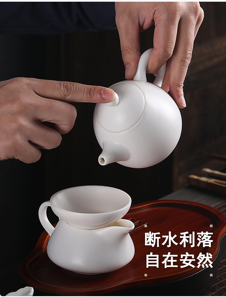 True cheng dehua white porcelain biscuit firing inferior smooth kung fu tea set home a whole set of home office ultimately responds mercifully tea cups