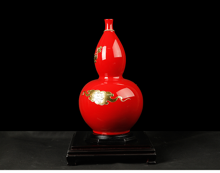 Really sheng China red porcelain vase gourd furnishing articles paint line carve handicraft creative opening version into the ritual