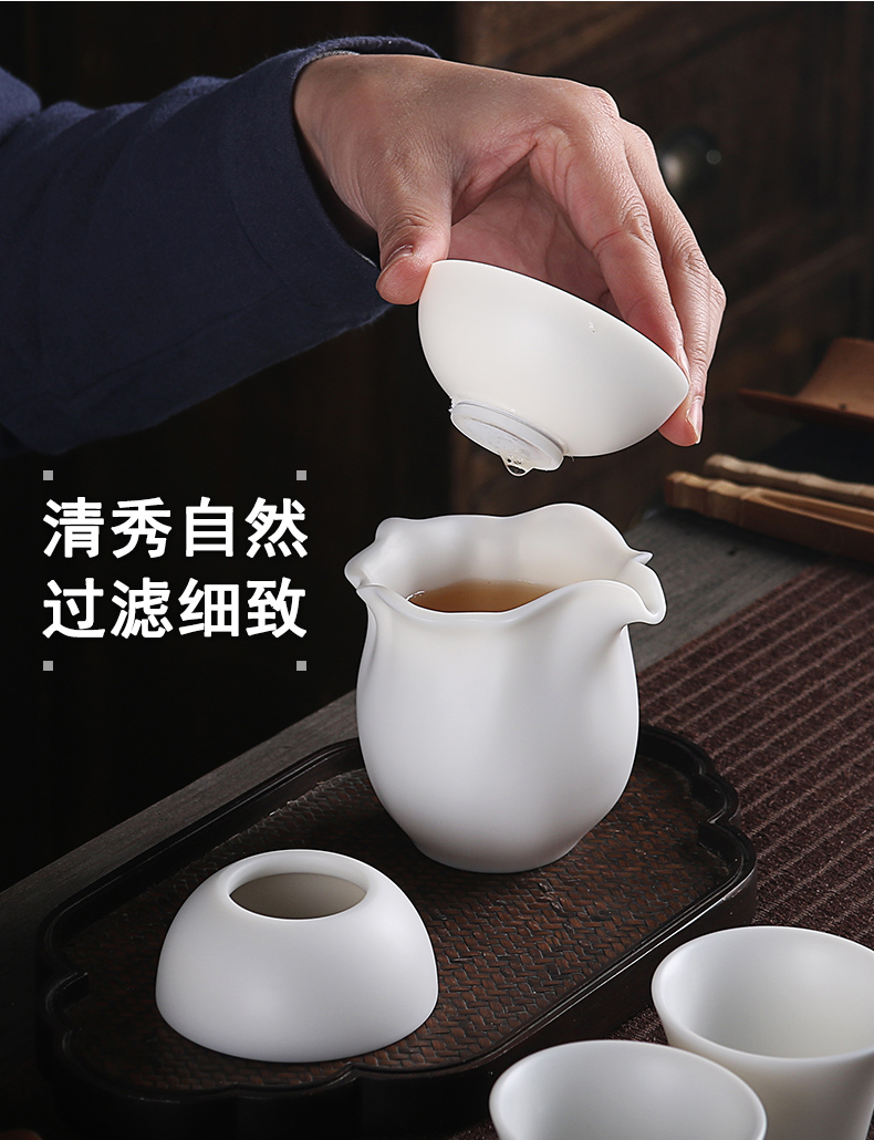 True cheng dehua white porcelain tea set household contracted high white porcelain teapot tea cups of a complete set of gift of kung fu