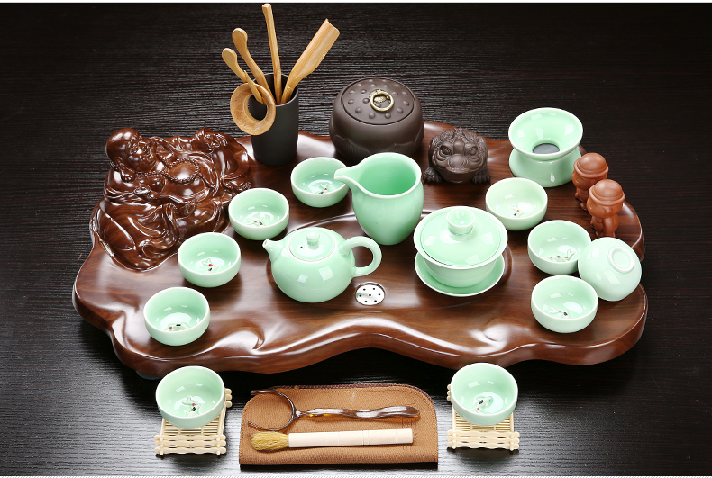 True sheng rosewood tea tray was set a complete set of kung fu tea set ceramic tea pot - calving cups domestic Chinese teapot