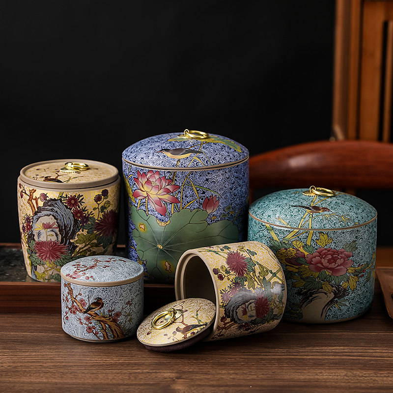 Light luxury enamel color purple sand tea can box small sealed jar portable tea packaging bubble canned home gift box tea