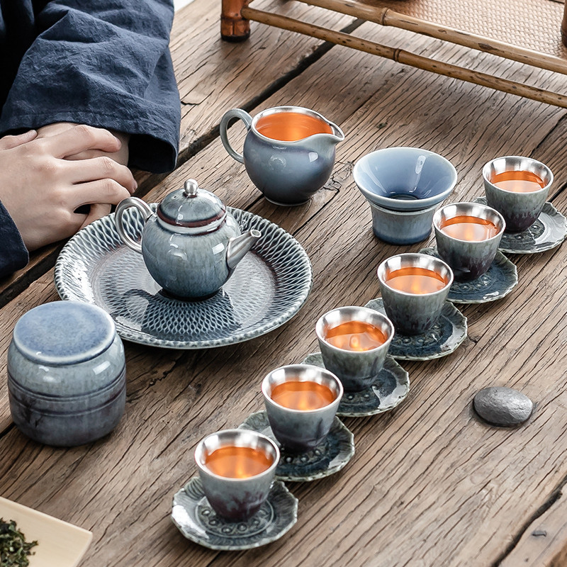 True sheng coppering. As silver tea set the whole up ceramic kung fu tea tea tea cup household gifts