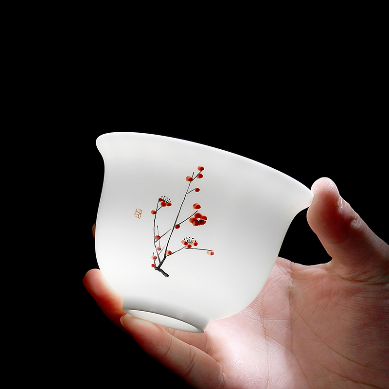 True cheng dehua white hand tea biscuit firing inferior smooth kung fu tea set suet jade tureen gift of a complete set of the teapot