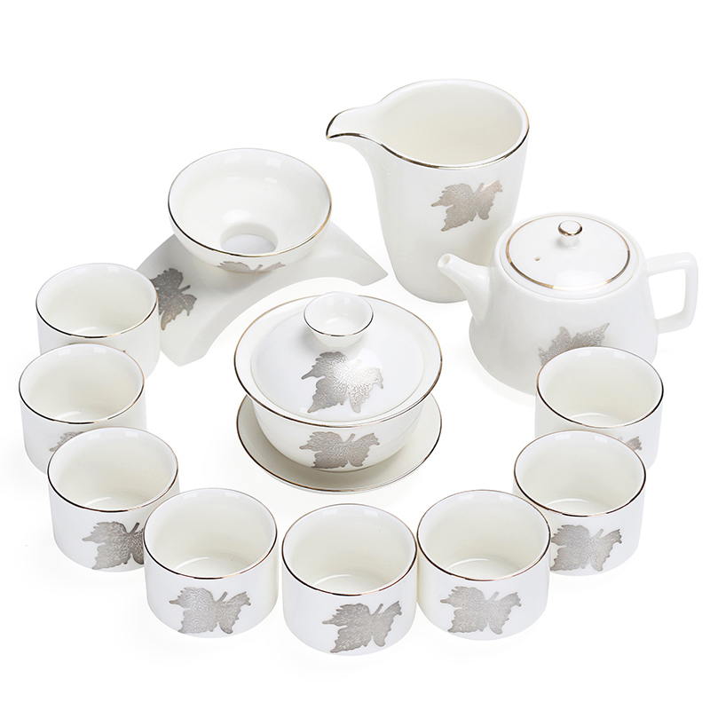 Really served pervious to light white porcelain tureen tea set a complete set of tea cups ceramic tea set kunfu tea gifts