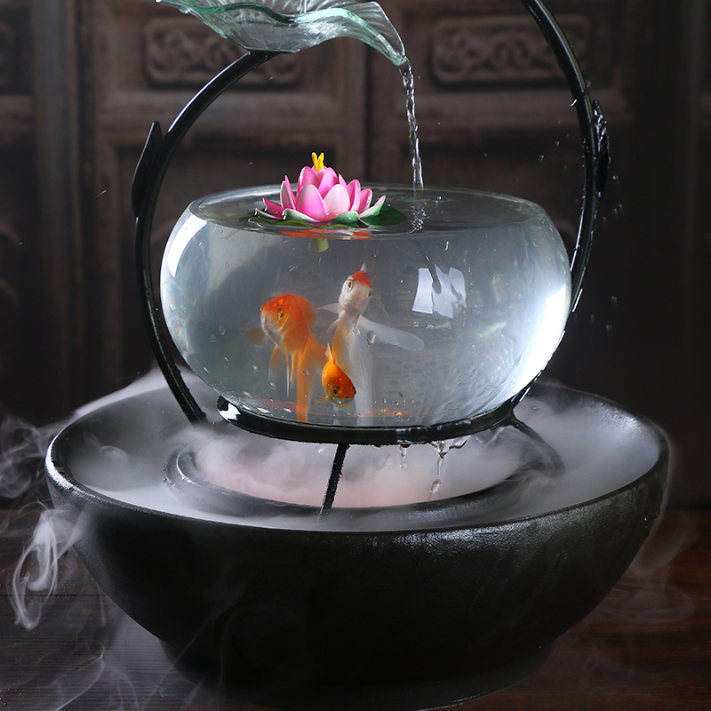 True sheng home sitting room aquarium water TV ark, furnishing articles ceramic fountain desktop humidifier creative practice
