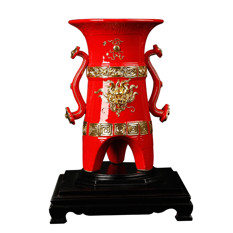 True goblets China red paint line carve longteng shengshi ruyi modelling feng shui furnishing articles rich ancient frame China office