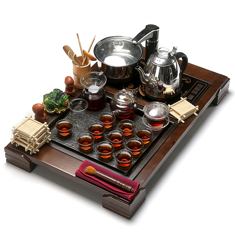 True kung fu sheng cup ceramic tea set sharply stone automatic four one tea tea taking of a complete set of solid wood