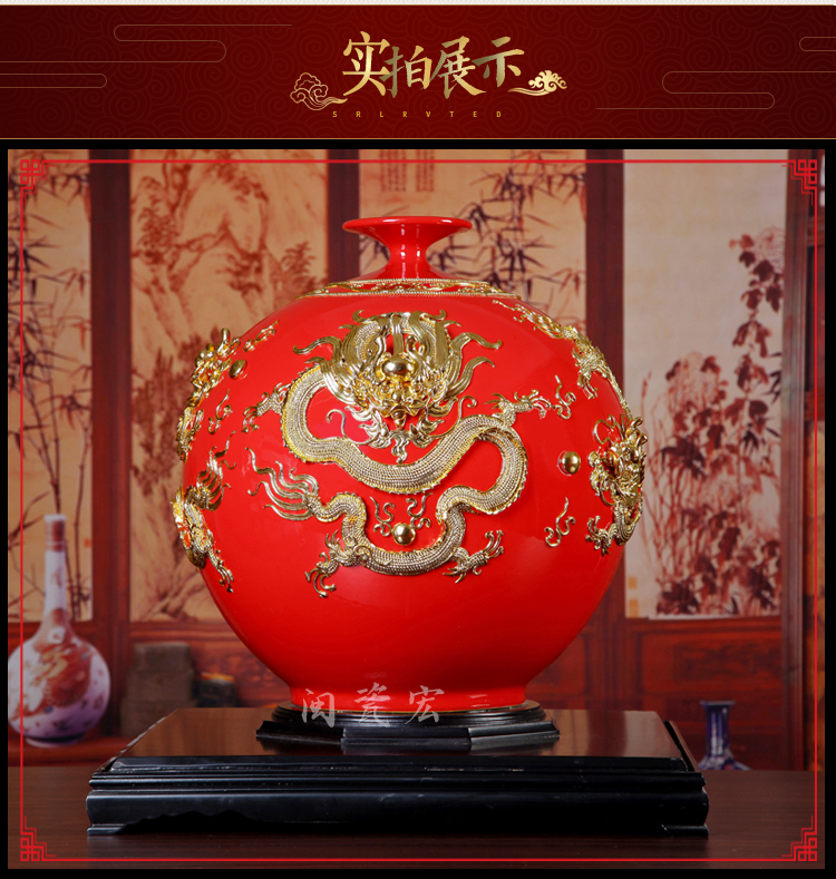 Really sheng xiamen the features checking crafts paint line carve ceramic longteng prosperous time five dragon housewarming gift villa living room