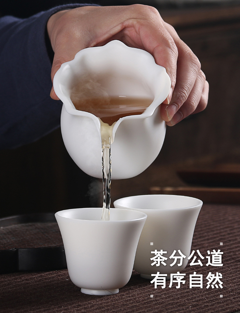 True cheng dehua white porcelain tea set household contracted high white porcelain teapot tea cups of a complete set of gift of kung fu