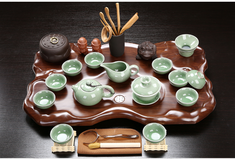 True sheng rosewood tea tray was set a complete set of kung fu tea set ceramic tea pot - calving cups domestic Chinese teapot